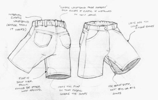 a sketch of my modified shorts.
